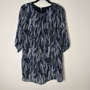 H&M women’s blue printed chiffon 3/4 sleeve dress size 6